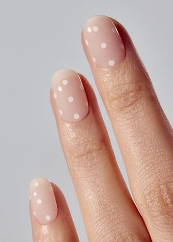 ohora Semi Cured Gel Nail Strips N Polka Blanc - Salon-Quality, Long Lasting, Easy to Apply & Remove, Includes Prep & Nail Tools