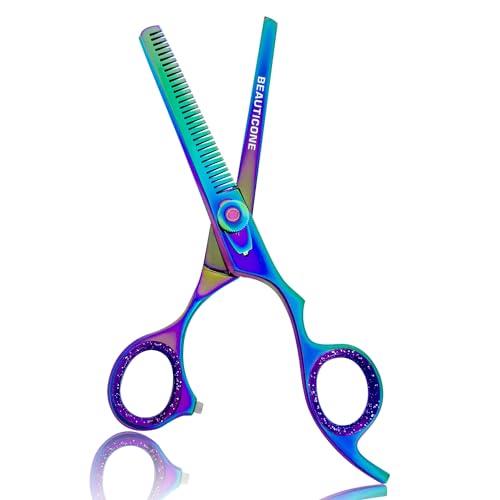 Professional Hair Thinning Scissors with Serrated Teeth & Leather Pouch