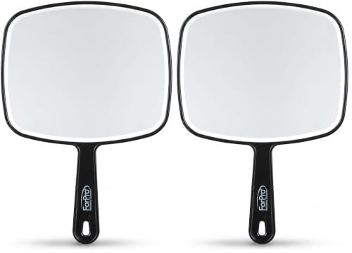 ForPro Professional Hand Mirror Set - 6.3 x 9.6 Inch, Black, Distortion-Free Reflection, Pack of 2