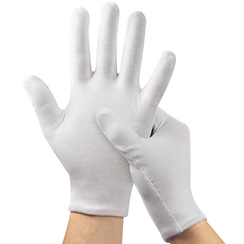 White Cotton Moisturizing Gloves Overnight for Dry Hands & Eczema (5 Pairs)