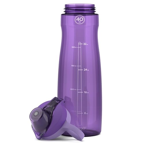 Pogo BPA-Free Tritan Plastic Water Bottle with Chug Lid, 40 Oz, Purple