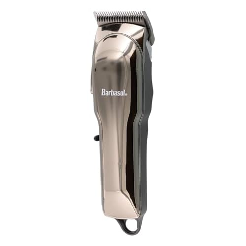 Barbasol Rechargeable Hair Clippers, Professional & Home Haircut Clippers for Men, Rust-Free Low-Heat Ceramic Blades, 6 Clipper Guard Combs, Adjustable Taper, LCD Display, Black