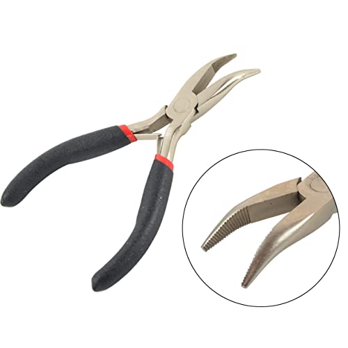 Hair Extensions Tool Kit Black Hair Pliers Pulling Hook Bead Device Tool Kits and 500 Pcs 5 mm Micro Links Rings Beads (Black)