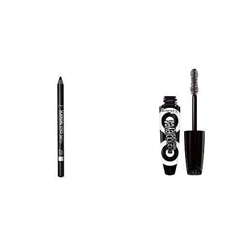 Rimmel Scandaleyes Waterproof Gel Eye Liner Pencil, Black Scandaleyes Retroglam Mascara, Extreme Black Longwear Mascara for a False Eyelash Look, 0.41 Fl Oz (Pack of 1)