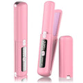Prettrans Cordless Hair Straightener & Curler 2 in 1 - Mini, USB Rechargeable, Fast Heating, Portable Ceramic Flat Iron (Pink)