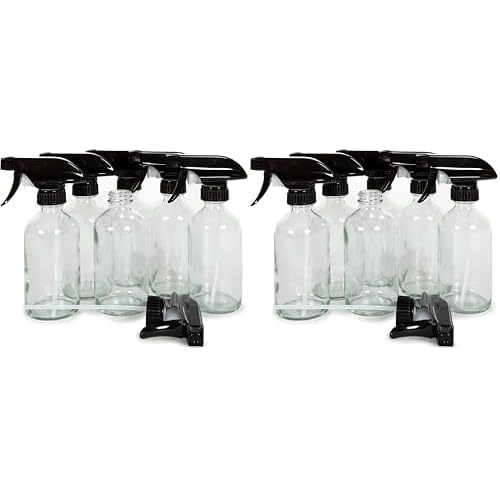 Vivaplex, 6, Large, 8 oz, Empty, Clear, Glass Spray Bottles with Black Trigger Sprayers (Pack of 2)