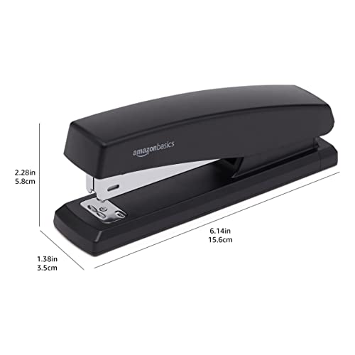 Amazon Basics Stapler with 1000 Staples, Office Stapler, 25 Sheet Capacity, Non-Slip, Black, 3 Pack