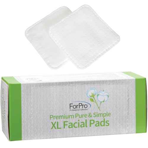 ForPro Premium Pure & Simple XL Facial Pads, Triple Layered Ultra Soft Disposable Makeup Remover Pads, 100% Vegan & Cruelty-Free, 60-Count