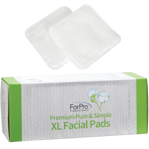 Pure & Simple XL Facial Pads - 60 Count, Vegan & Cruelty-Free, 3x3 Inches, Double-Sided Makeup Remover & Mask Application, Durable Cotton