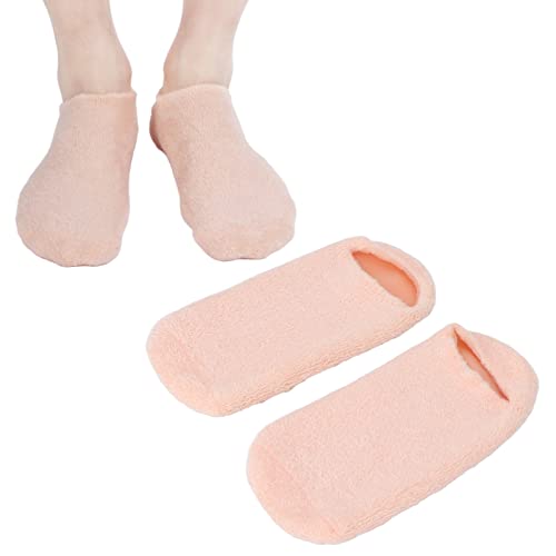 2pcs Moisturizing Socks, Foot Spa Gel Silicone Socks for Women, Extra Soft Gel Socks Gel Spa Socks for Dry Cracked Feet for Home, Repairing Rough Skin Essential Oil Gel Layer