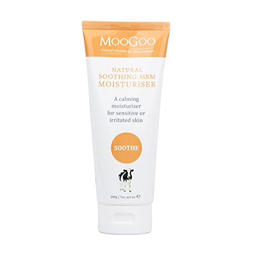 MooGoo Soothing MSM Moisturiser - Calming Face & Body Moisturiser for Sensitive, Red or Sunburnt, Irritated Skin Including Eczema, Psoriasis & Rosacea, For All Ages Including Children (7 Fl Oz)