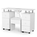 OmySalon Nail Desk & Chair Set with Dust Collector, White