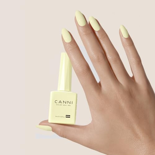 CANNI Pastel Yellow Gel Nail Polish - Light Yellow UV/LED 1Pcs, Long Lasting, Salon Quality, Barley White Variation