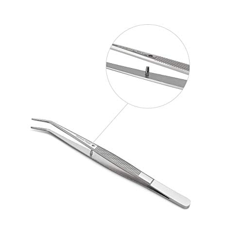 Stainless Steel Curved Tweezers with Serrated Tip (2-Piece Set)