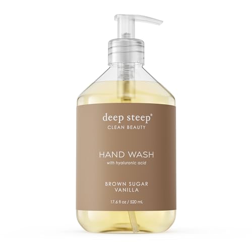 Deep Steep Liquid Hand Wash, Brown Sugar Vanilla, 17.6 oz ? Moisturizing Cleanser with Olive Oil, Aloe Vera, Glycerin & Hyaluronic Acid ? Vegan, Clean Beauty, Soft & Nourished Hands