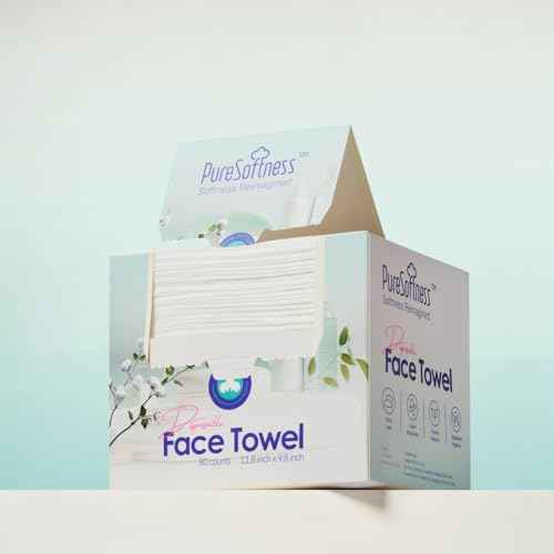Luxuriously Soft Disposable Face Towel, 100% Cotton, Extra Large 12" x 10" Ultra Soft Dry Wipe for Face Wash, Makeup Remover, Bio-Based Towelette for Sensitive Skin 80 Count (1 Pack)