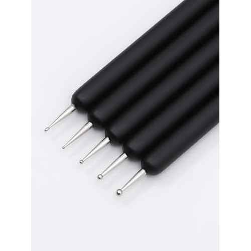 Nail Art Brushes, 5Pcs Nail Art Liner Brushes, Dotting Pen Tools, Painting Art Design Brush Set for Long Lines, Thin Details, Fine Drawing Sizes 7/9/11/15/22mm, Black