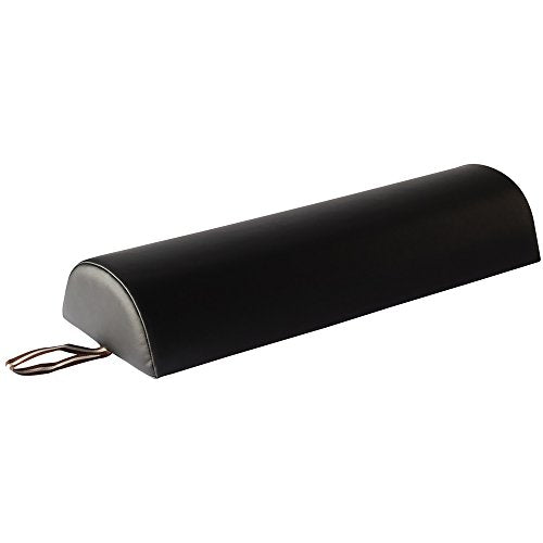 Master Massage 6" Semi-Round Bolster Cushion - PU Leather Table Pillow, Black