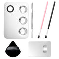 Stainless Steel Makeup Palette with Spatula & Brush Set