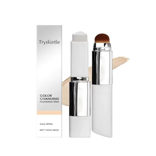 Tryskintle Dual-Ended Foundation Stick with Brush - Full Coverage, Hydrating Makeup for Dry Skin