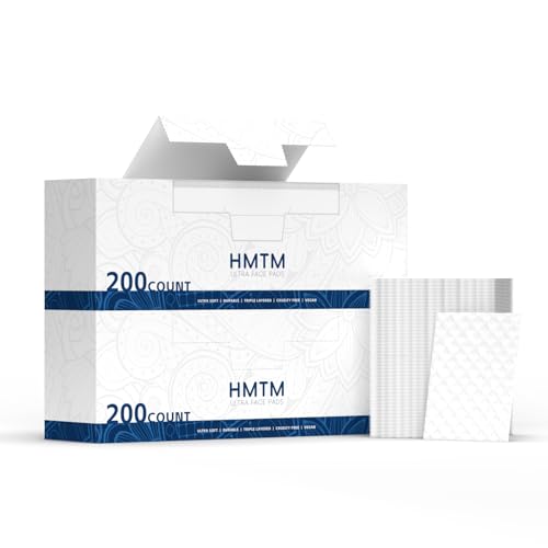 HMTM 200 Pack of Cotton Pads - 100% Pure, Lint-Free, Double-Sided Makeup & Face Remover