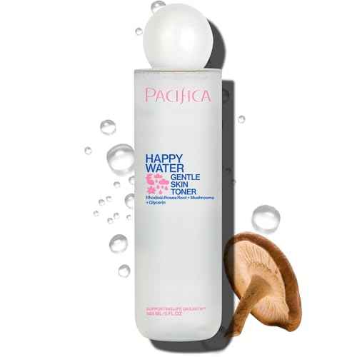 Pacifica Happy Water Hydrating Facial Toner ? Vegan Ceramides, Hyaluronic Acid & Electrolytes, Refreshing & Calming for Balanced Skin, Clean Beauty, Vegan, Cruelty-Free, All Skin Types, 4 oz