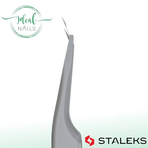 STALEKS PRO Expert 45 Type 8 Professional Eyelash Tweezers (Mini L-Shaped) ? Stainless Steel with Nano-Notches for Volume & Mega-Volume Lash Extensions