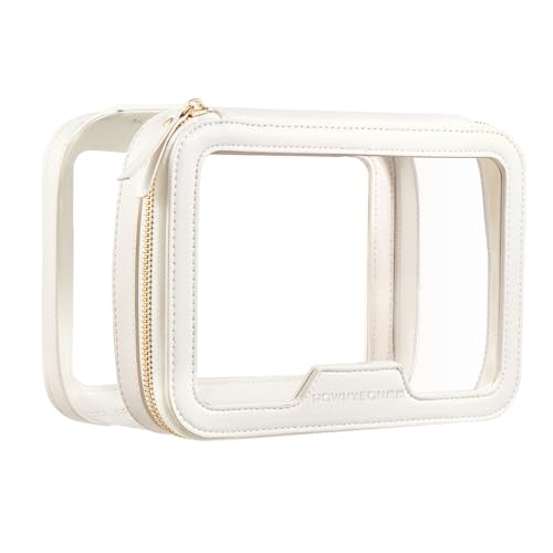 ROWNYEON Clear Makeup Case Toiletry Bag Multipurpose Travel Makeup Train Case Portable Cosmetic Organizer Transparent Storage Bag