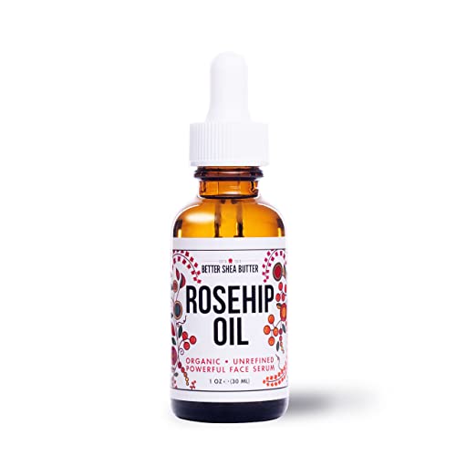 Better Shea Butter Organic Rosehip Oil | Rose hip oil for Face | Face Oil for Gua Sha Massage | Cold Pressed, 100% Pure | 1 oz