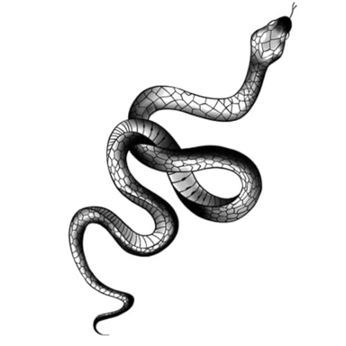 INKARTLINK Tattoo Tech,2 Sheets Extra-Large Semi Permanent Tattoo,Adult Art Design Temporary Tattoos, Lasts 1-2 Weeks, Waterproof, Realistic Look, No Adhesive, No Reflection (Snake Design)