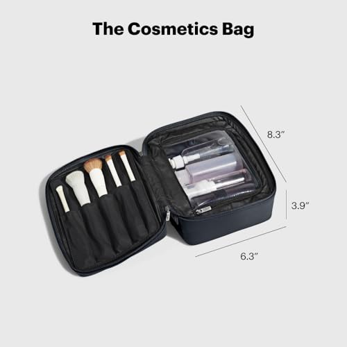 Water-Repellent Travel Makeup Bag with Brush Organizer - Jet Black