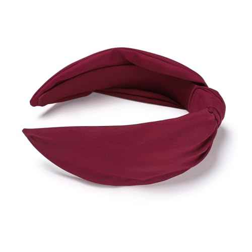Etercycle Headband for Women, Knotted Wide Headband, Yoga Hair Band Fashion Elastic Hair Accessories for Women (Wine Red)