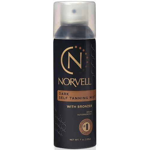 Norvell Professional Sunless Self Tanner Mist 7 fl oz ? Airbrush Spray Self Tanning Solution with Bronzer for Instant Sun Kissed Glow, Natural Looking Fake Tan, Streak Free, Long Lasting Color