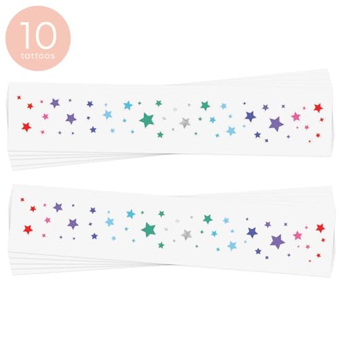 Rainbow Starry Freckles Metallic Temporary Tattoos - 10 Pack