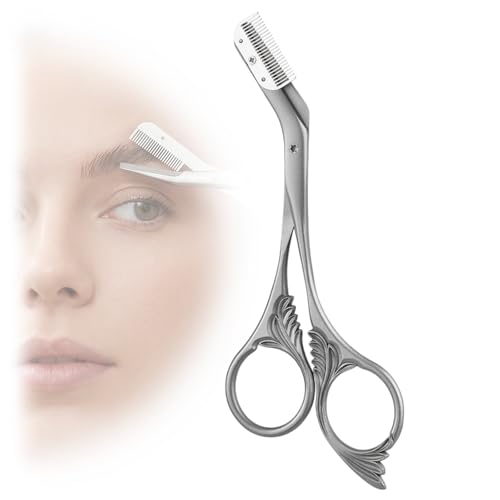 Stainless Steel Eyebrow Trimmer Scissor with Comb