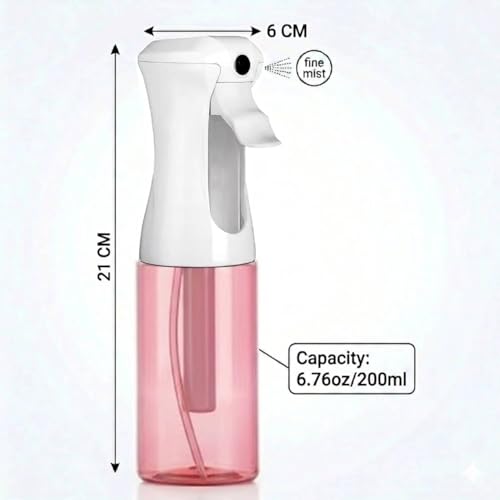 VIGOR PATH Continuous Mist Spray Bottle 200ml - Leak-Proof Fine Mist