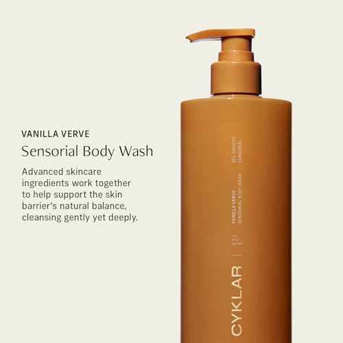 CYKLAR Sensorial Body Wash. Vanilla Verve Hydrating Cleanser with Moisture Locking Multi-Oil Complex, Sodium PCA and Glycerin. Nourishing Shower Gel for Women and Men, 16.5 Fl Oz Luxury Bodywash