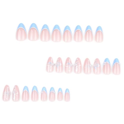 Medium Almond Press On Nails with 3D Floral & Pearl Design