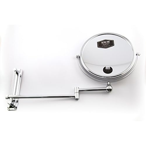 Danielle Creations 8-Inch Double-Sided Wall Mounted Adjustable Height Makeup Mirror, 10x Magnification