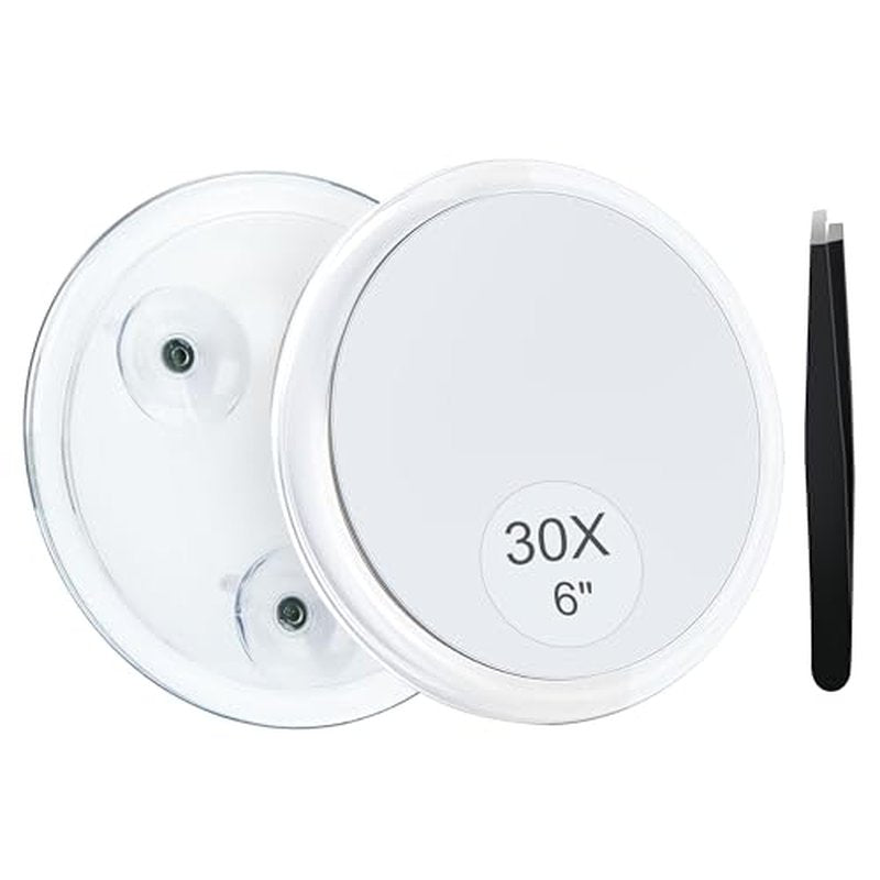 30X Magnifying Mirror with Suction Cups - 6 Inch Makeup & Travel