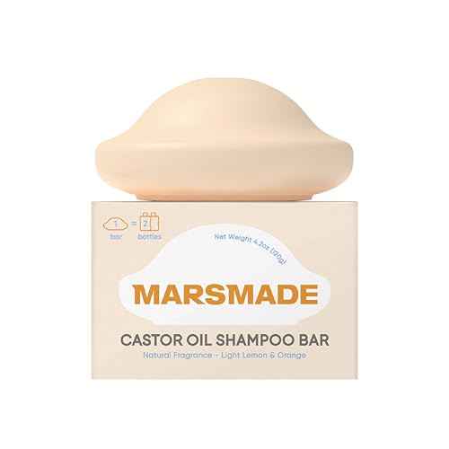 Marsmade Castor Oil Shampoo Bar Hydrating & Moisturizing Natural Hair Soap for Bathing, Hair Growth & Scalp Nourishment, Solid Shampoo for All Hair Types (120g, 4.23 oz)