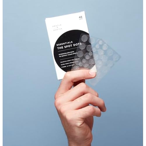 Pestle & Mortar THE SPOT DOTS - Hydrocolloid dots to quickly clear spots. Ultra-thin dots designed for discreet overnight wear, effectively targeting acne breakouts while you sleep.