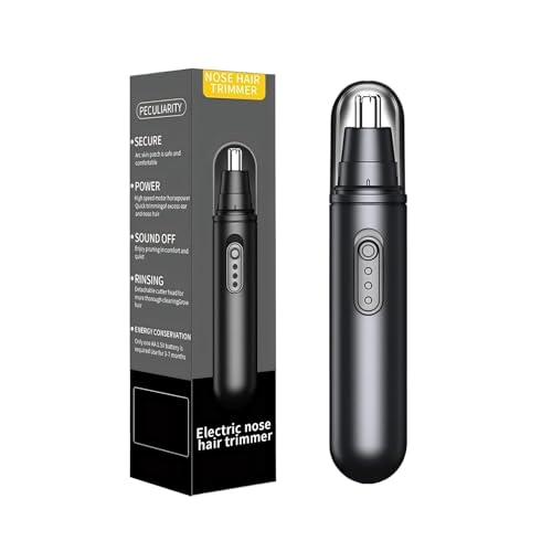 Lysandra Nose Hair Trimmer for Men: Painless Ear Hair Trimmer with 5 Month Battery Life ? Electric Nose Hair Remover Featuring an Easy to Clean Detachable Head, Black