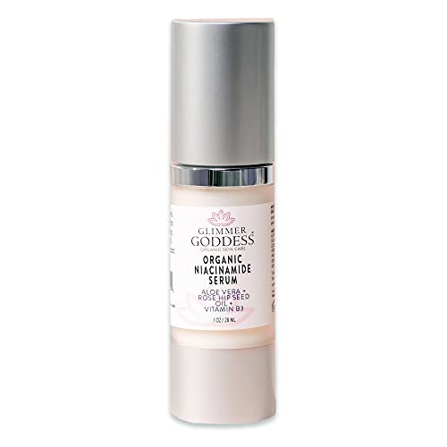 Glimmer Goddess Organic Anti-Aging Serum with Niacinamide Vitamin B3, Tightens Pores, Reduces Wrinkles with 5% Niacinamide: A Miracle for Your Skin, 1 oz