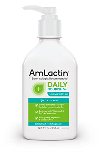 AmLactin Daily Nourish Body Lotion Bundle - 5% 7.9oz and 12% 14.1oz Exfoliating and Moisturizing Lotions for Dry Skin