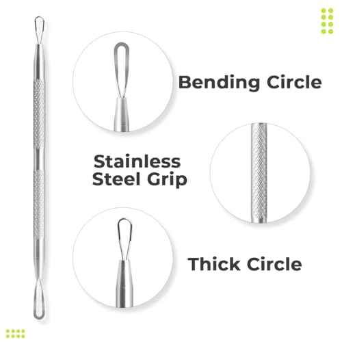 2 Pcs Pimple Extractor Tool Surgical Stainless Steel 410 | Comedone Extractor, Pimple Popper, Blackhead Remover for Face, Zit Popper, Pimple Needle for Acne Removal