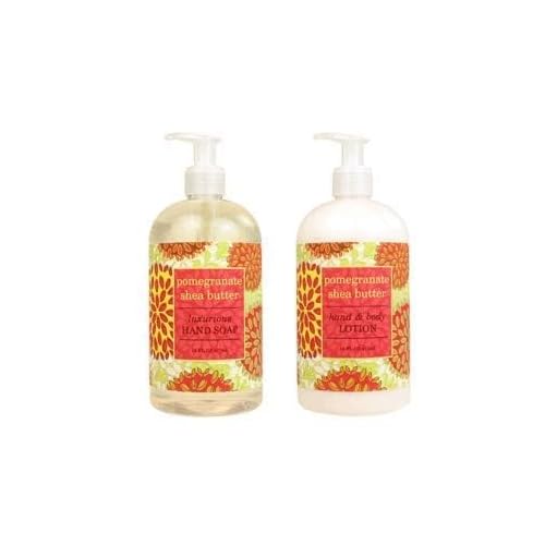 Greenwich Bay Trading Company Botanical Collection Bundle: Pomegranate Shea Butter - 16 Ounce Shea Butter Lotion & 16 Ounce Hand Soap