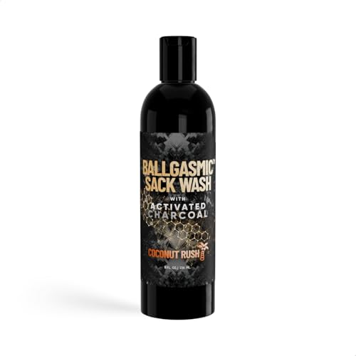 Derm Dude BallGasmic Ball Wash for Men ? Anti-Chafing Body Wash with Activated Charcoal for Private Parts | Antibacterial Groin Cleanser & Odor Control Shower Gel ? Coconut Rush Scent, 8oz