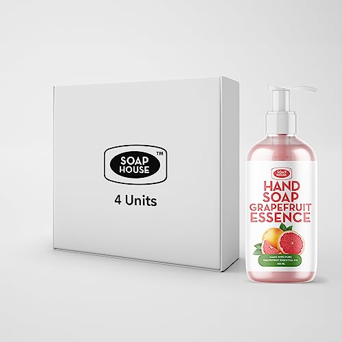 Soap House Hand Soap | Grapefruit Essence | Made with Pure Grapefruit Essential Oil | Pack of 4 units (16.9 Fl Oz x 4)
