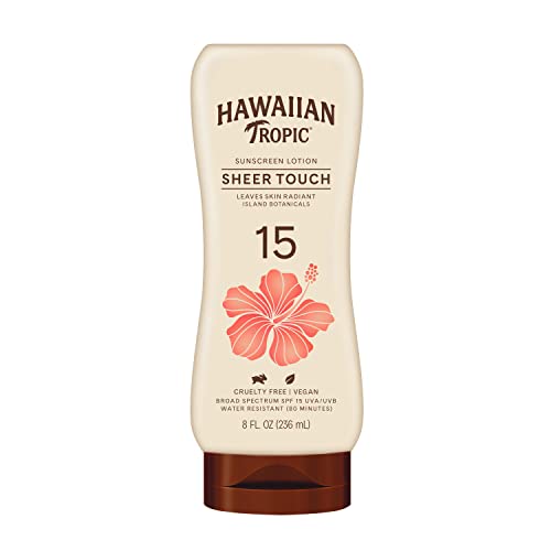 Hawaiian Tropic After Sun Body Butter with Coconut Oil 8oz & Sheer Touch Ultra Radiance Sunscreen SPF 15 8oz Bundle